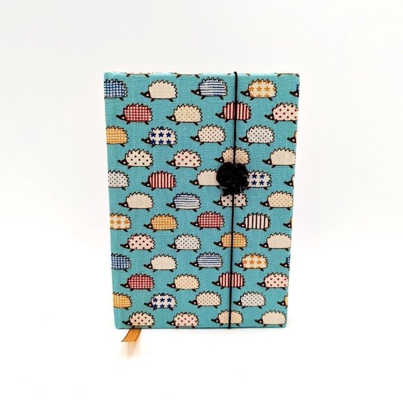 Adorable Canvas Hedgehog Notebook Miniature Planner Journal Diary w/ Bookmark - Picture 1 of 3